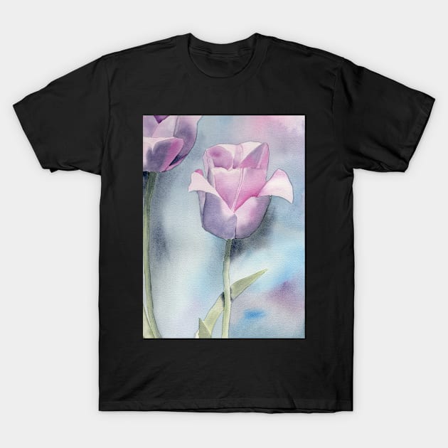 Watercolor Tulip Fine Art Painting1 T-Shirt by Sandraartist